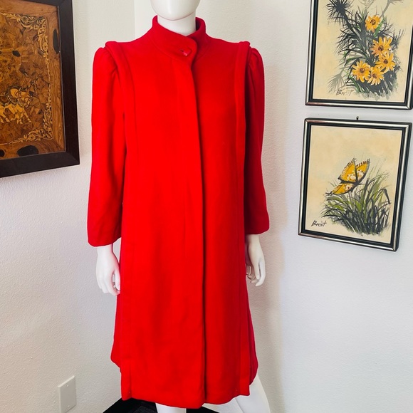 Vintage Small Red Wool Overcoat - Picture 6 of 10